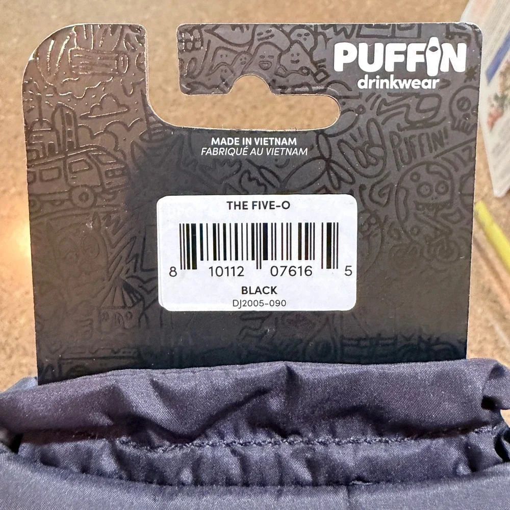 Puffin Drinkwear The Five-O Police Uniform Can Cooler Insulator Black DJ2005-090